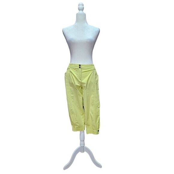 Chico lime green linen military style jacket and cotton capri cargo pants size 0 - Picture 9 of 15